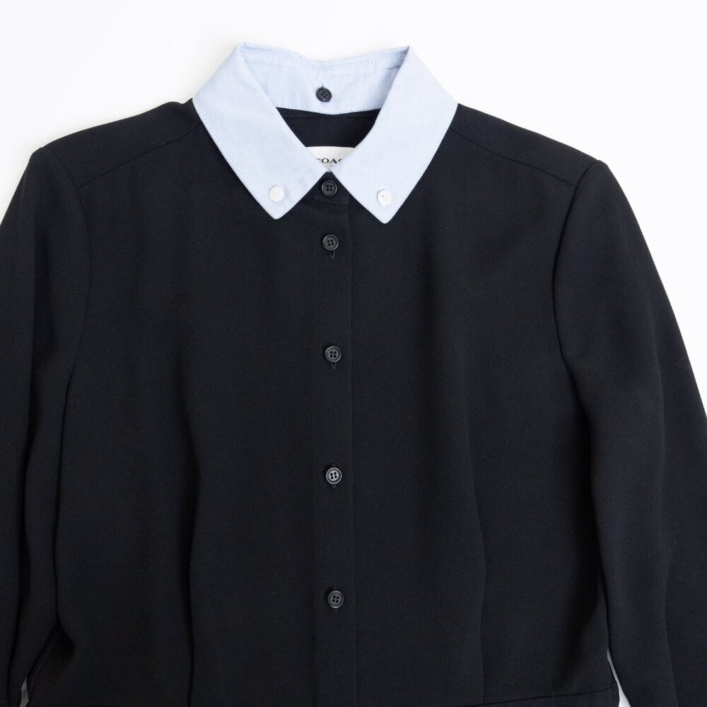 Coach 1941 Black Button Front Collared Shirt Dress Work Dark Academia - Picture 4 of 13